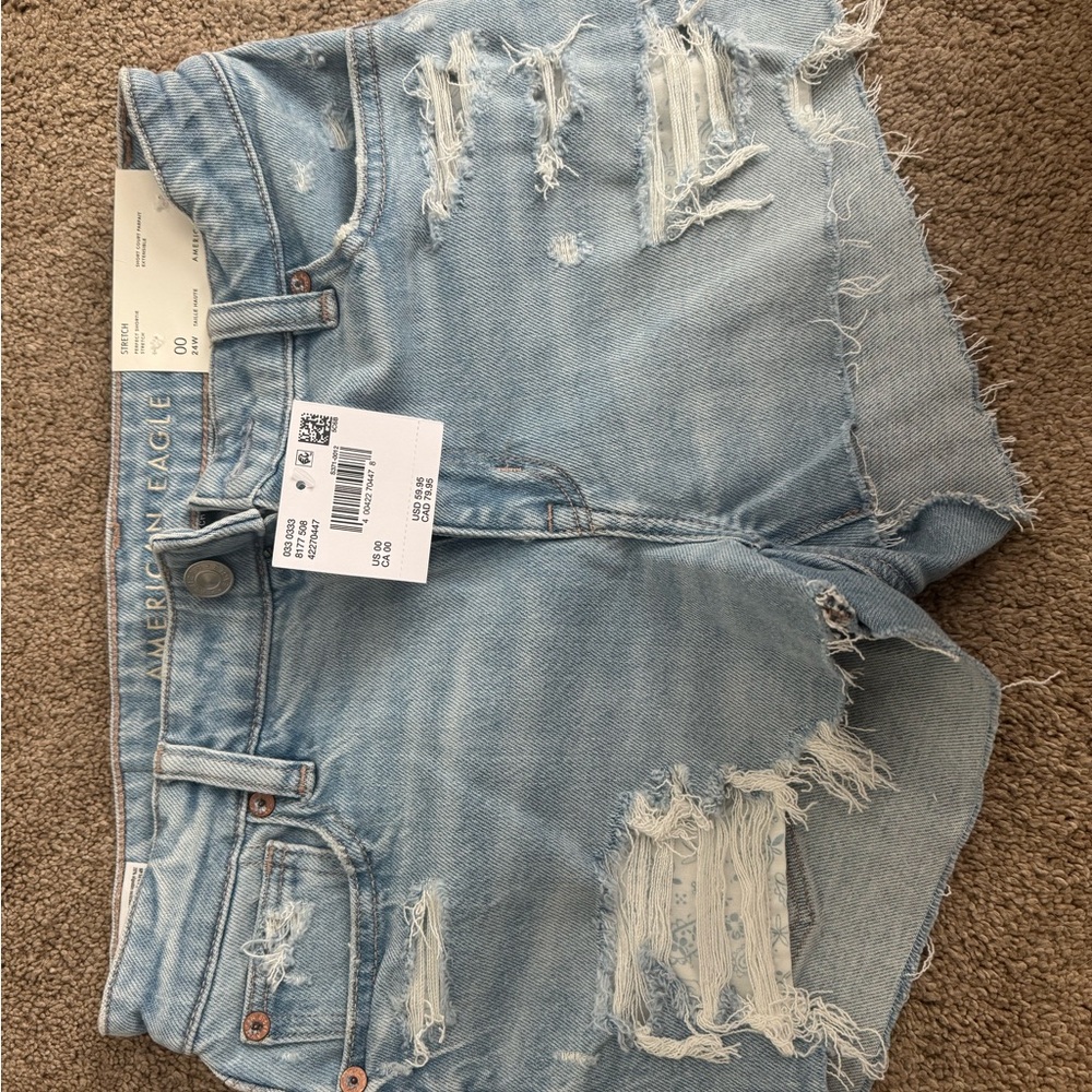 American Eagle Outfitters Light Blue Ripped Jean Shorts